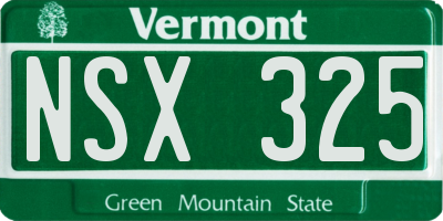 VT license plate NSX325