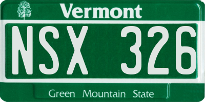VT license plate NSX326