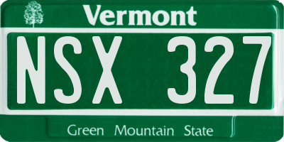 VT license plate NSX327