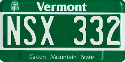 VT license plate NSX332