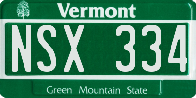 VT license plate NSX334