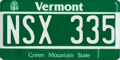 VT license plate NSX335
