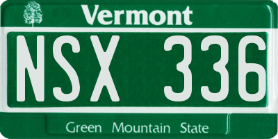 VT license plate NSX336