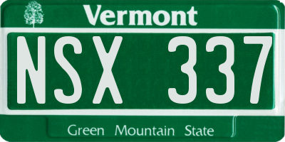 VT license plate NSX337