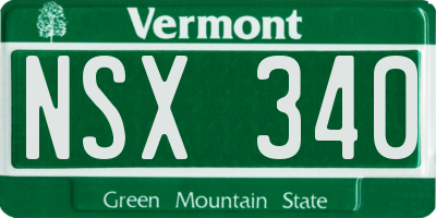 VT license plate NSX340
