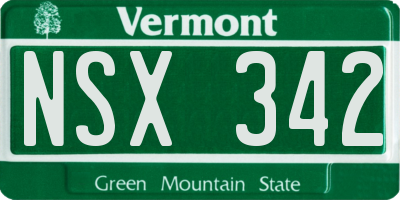 VT license plate NSX342