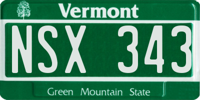 VT license plate NSX343