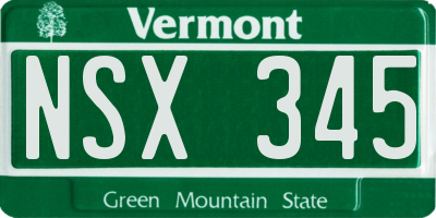 VT license plate NSX345