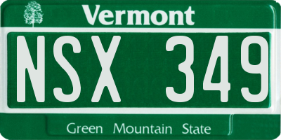 VT license plate NSX349