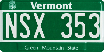 VT license plate NSX353
