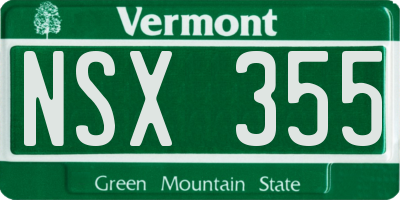 VT license plate NSX355