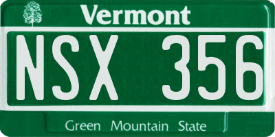 VT license plate NSX356