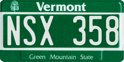 VT license plate NSX358