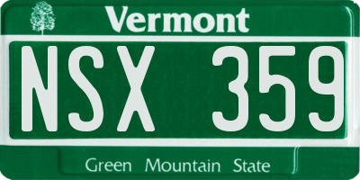 VT license plate NSX359