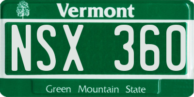 VT license plate NSX360