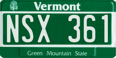 VT license plate NSX361