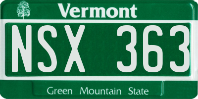VT license plate NSX363