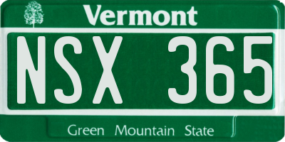 VT license plate NSX365