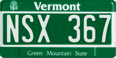VT license plate NSX367