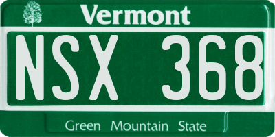 VT license plate NSX368