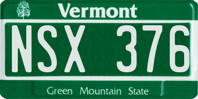 VT license plate NSX376