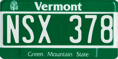 VT license plate NSX378