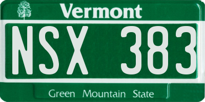 VT license plate NSX383