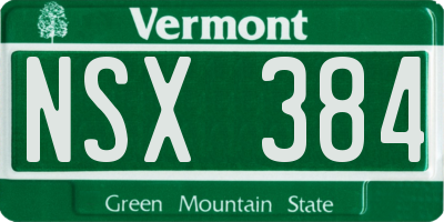 VT license plate NSX384