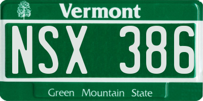 VT license plate NSX386
