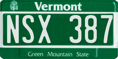 VT license plate NSX387