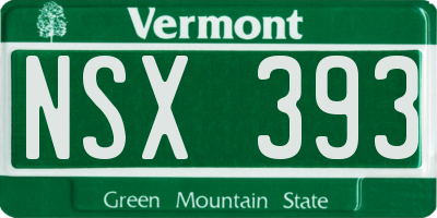 VT license plate NSX393