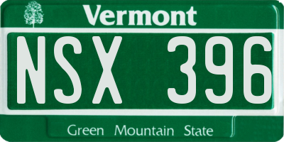 VT license plate NSX396