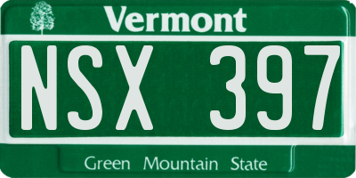 VT license plate NSX397
