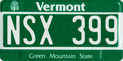 VT license plate NSX399