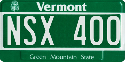 VT license plate NSX400
