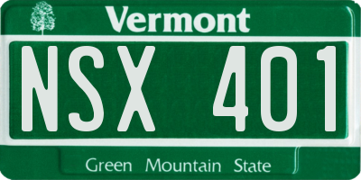 VT license plate NSX401