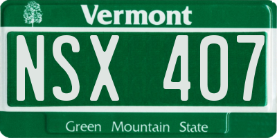 VT license plate NSX407