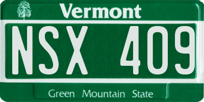 VT license plate NSX409