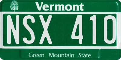 VT license plate NSX410