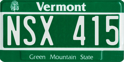 VT license plate NSX415