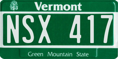 VT license plate NSX417