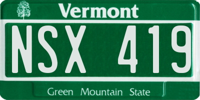 VT license plate NSX419