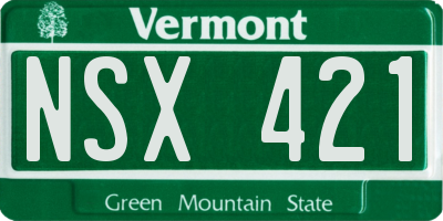 VT license plate NSX421