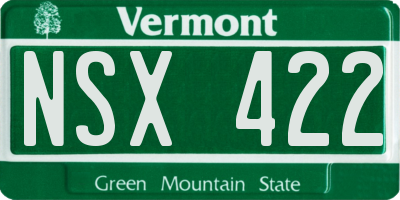 VT license plate NSX422