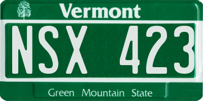 VT license plate NSX423