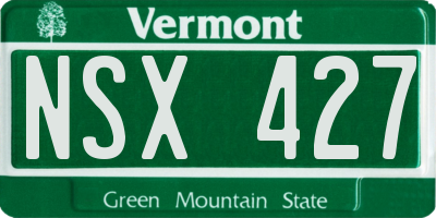 VT license plate NSX427