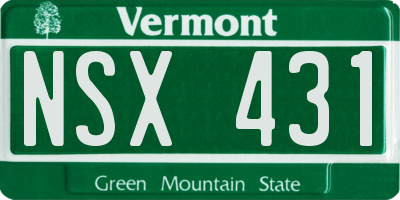 VT license plate NSX431