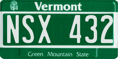 VT license plate NSX432
