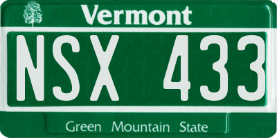 VT license plate NSX433