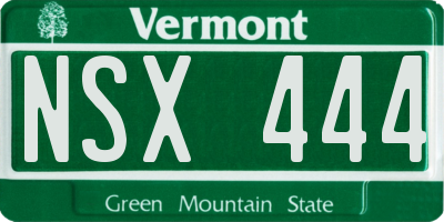 VT license plate NSX444